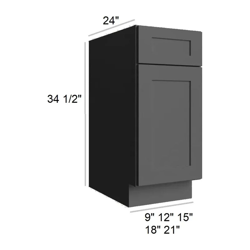 Midnight Black Shaker 15" Single Door Base Cabinet