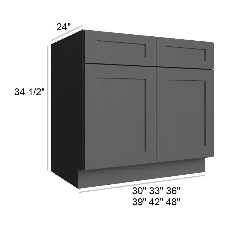 Midnight Black Shaker 42" Double Door Base Cabinet