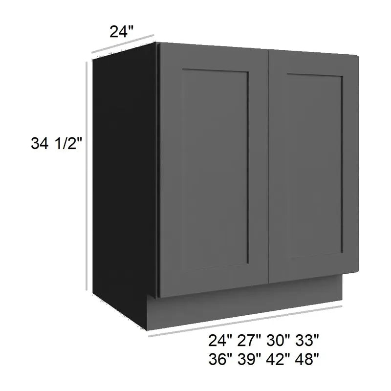 Midnight Black Shaker 48" Double Door Full Height Base Cabinet