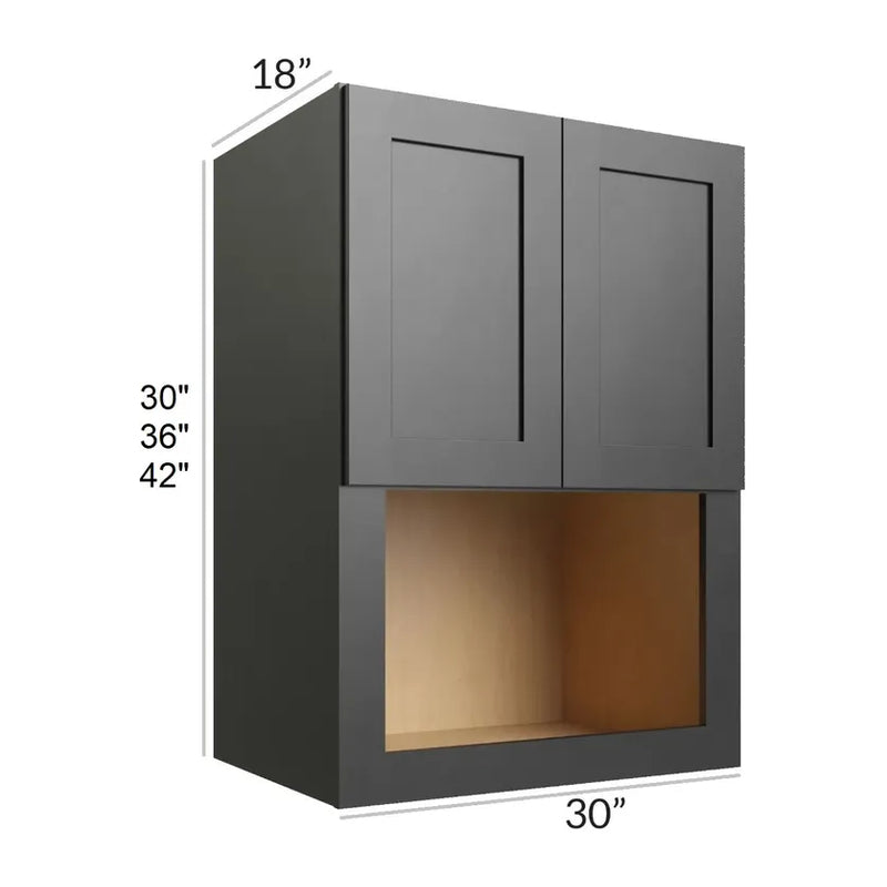 Midnight Black Shaker 30" x 30" Microwave Wall Cabinet