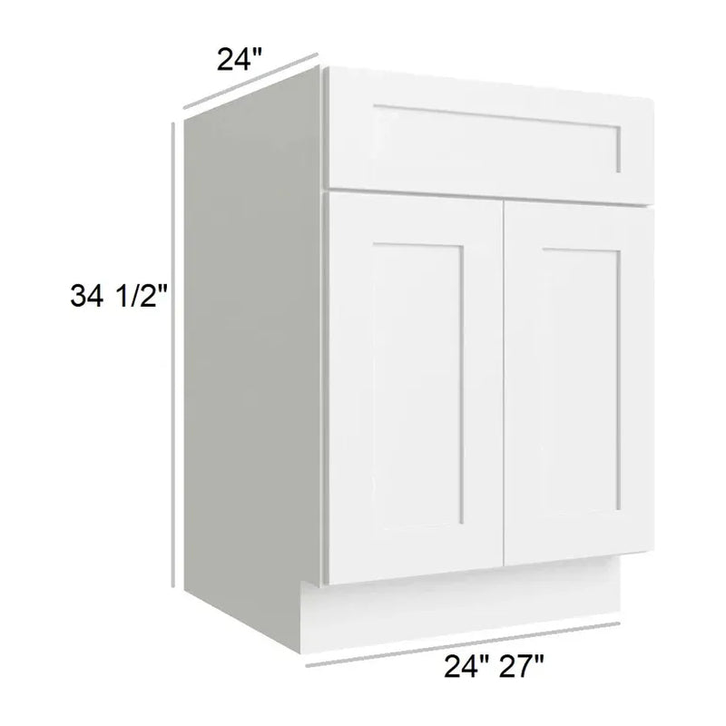 White Shaker 24" Double Door Base Cabinet