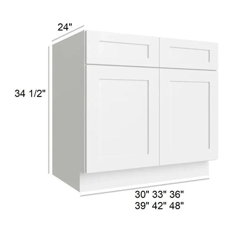 White Shaker 30" Double Door Base Cabinet