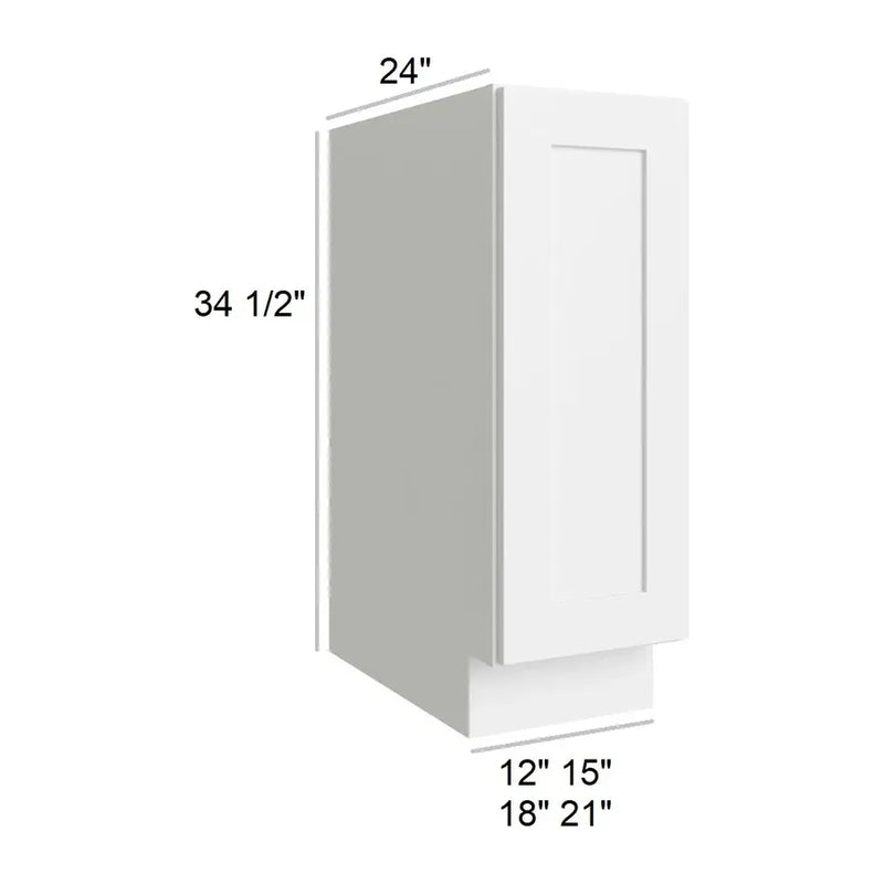White Shaker 21" Single Door Full Height Base Cabinet