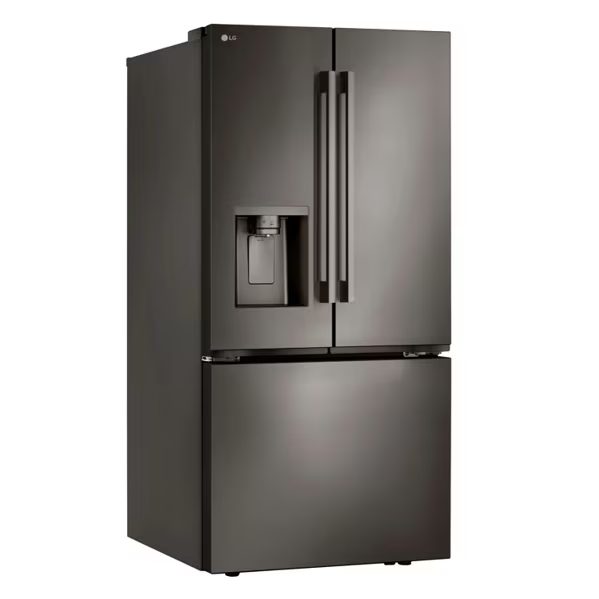 33 in. W. 25 cu.ft. Smart 3-Door French Door Refrigerator Standard Depth MAX in Black Stainless Steel w/Dual Ice Makers