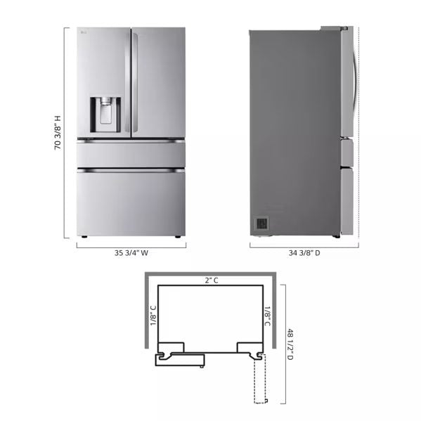 36 in. 29 cu. ft. Standard Depth MAX 4-Door French Door Refrigerator in Stainless Steel w/ Craft Ice and Mini Craft Ice