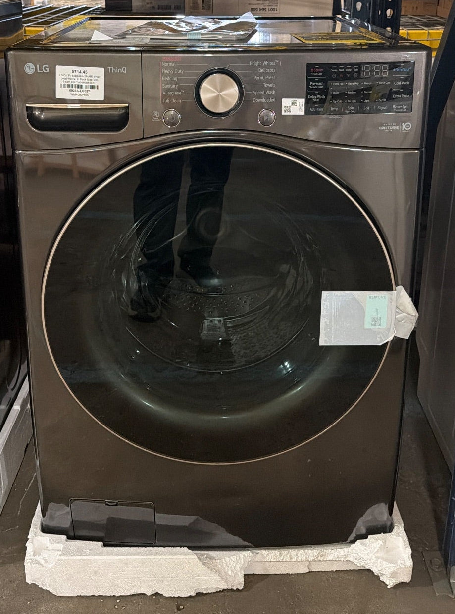 4.5 Cu. Ft. Stackable SMART Front Load Washer in Black Steel with Steam and TurboWash360 Technology