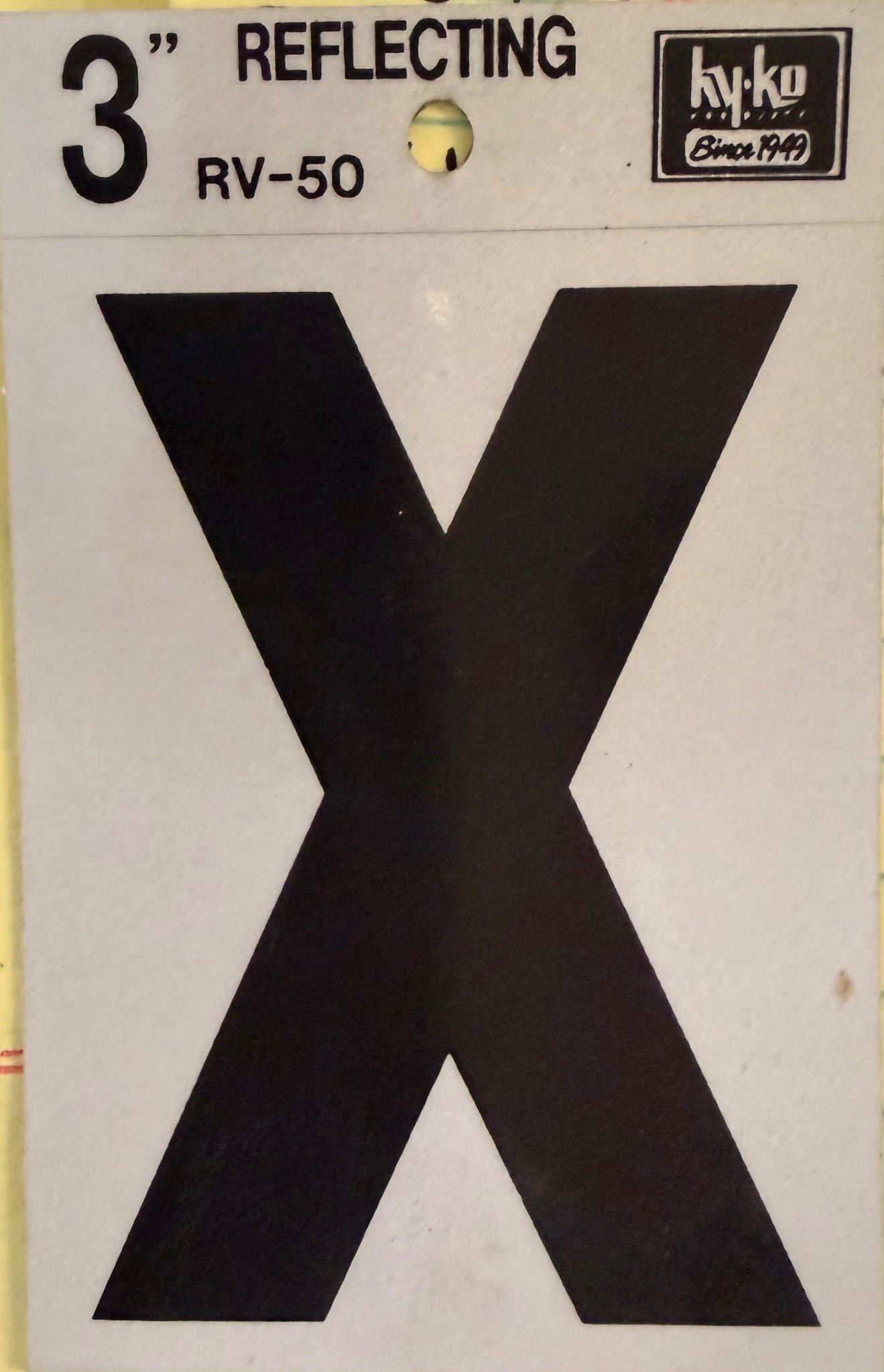 Hy-Ko Reflective Black/Silver Adhesive House Address Letter X, 3-in