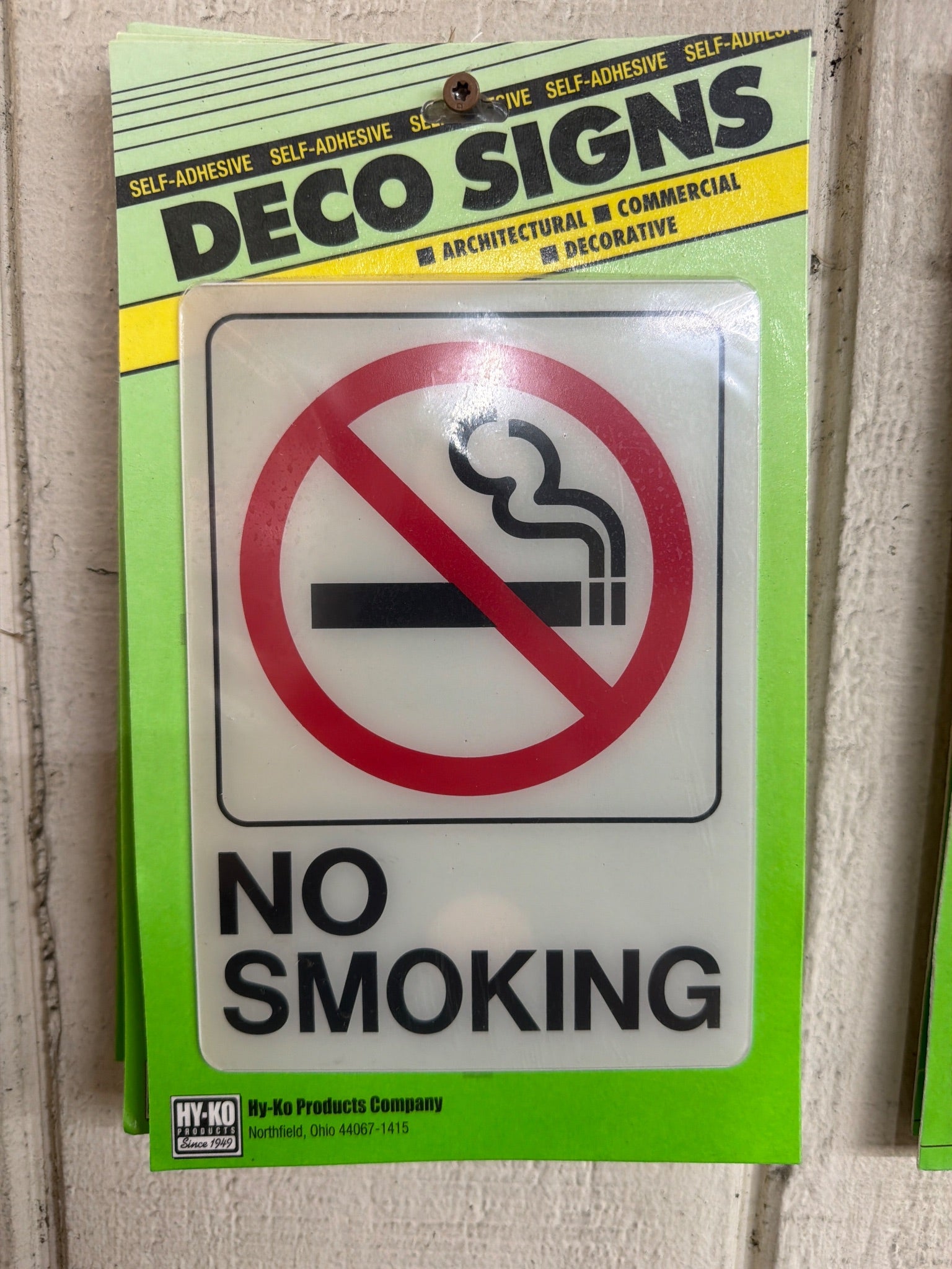 HY-KO Products D-20 NO Smoking Info Graphic Plastic Sign  3 in x 9 in  Black/Red/White