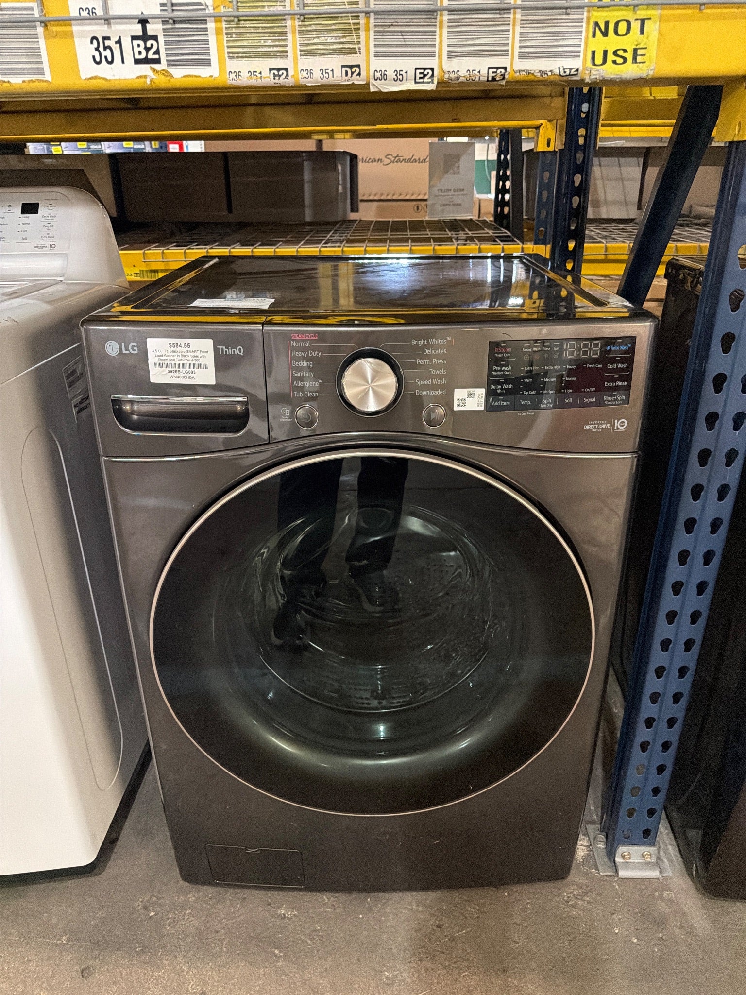 4.5 Cu. Ft. Stackable SMART Front Load Washer in Black Steel with Steam and TurboWash360 Technology