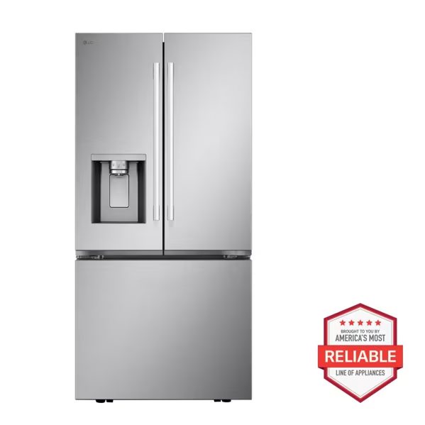 33 in. W. 20 cu.ft. Smart 3-Door French Door Refrigerator Counter Depth MAX in Stainless Steel with Dual Ice Makers