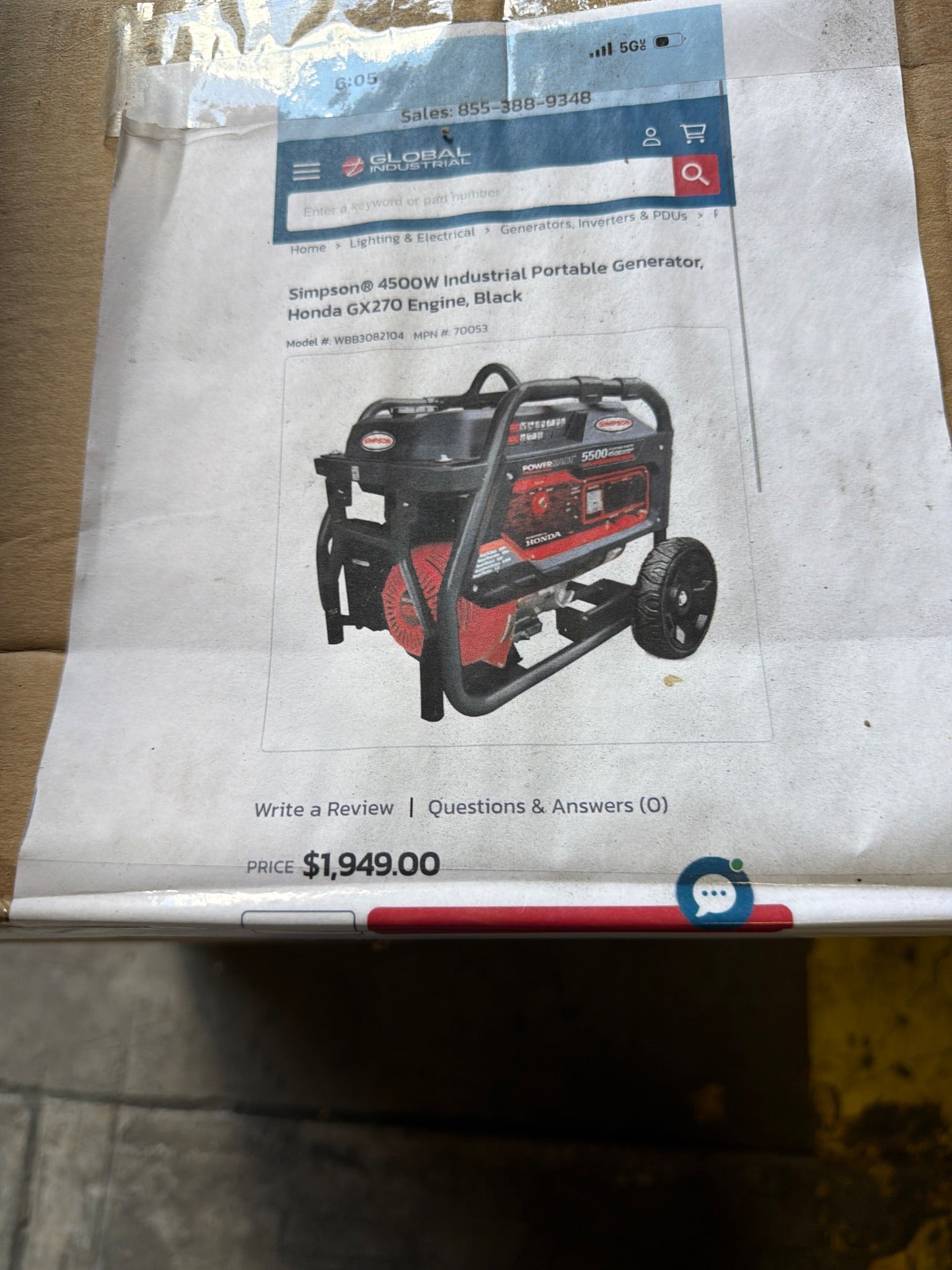 Simpson 4500W Industrial Portable Generator