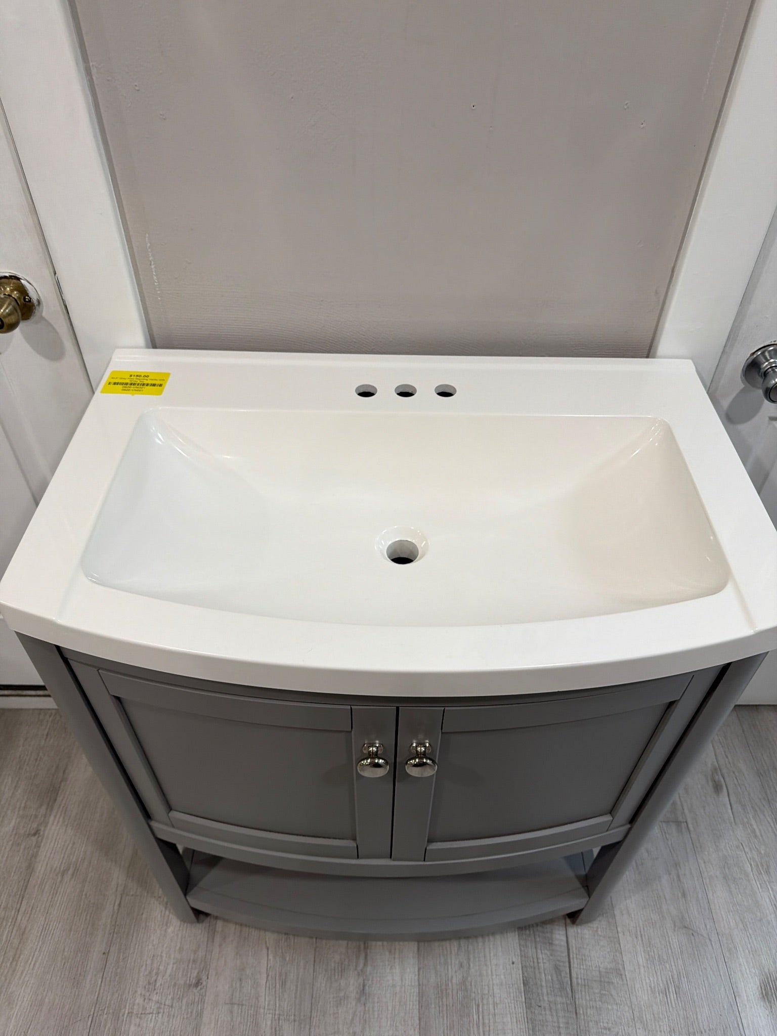 30.5" Grey Free Standing Vanity with White Top