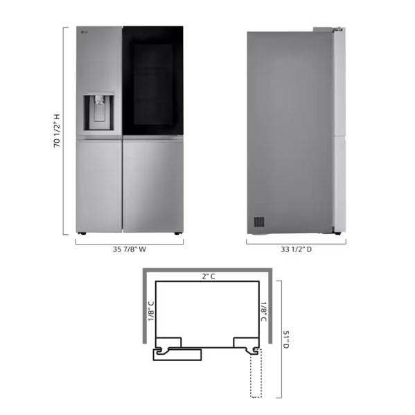27 cu. ft. Side-By-Side Refrigerator with Instaview Glass, Craft Ice, and Recessed Handles in PrintProof Stainless Steel