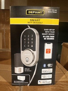 Round Satin Nickel Electronic Single Cylinder Deadbolt Wi-Fi Enabled Powered by Hubspace