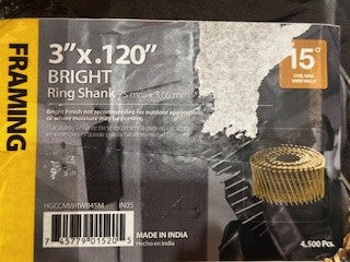 3" x .120" BRIGHT RING SHANK NAILS