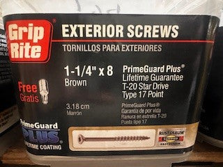 5 LB 1-1/4" x 8 EXTERIOR SCREWS