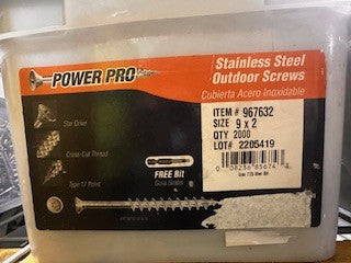 2000 PCS | 9" x 2 OUTDOOR STAINLESS STEEL SCREWS
