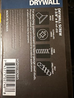5LB 2-3/8 x 8 DRYWALL SCREW SELF DRILL
