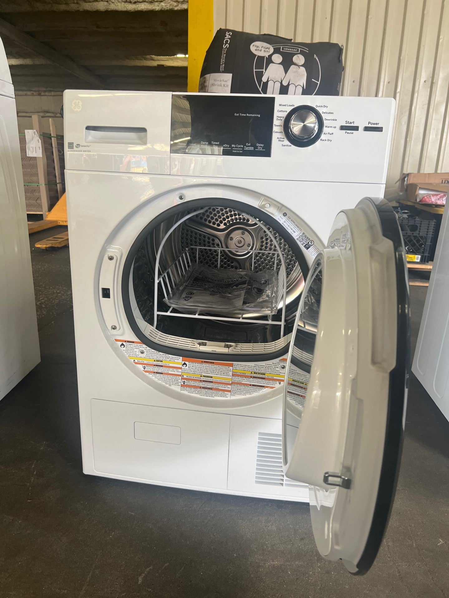 GE 4.1 cu. ft. 240-Volt White Electric Ventless Dryer, ENERGY STAR